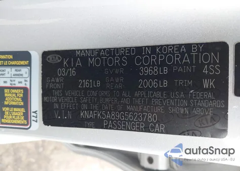 2016 Kia Forte Lx z USA, uszkodzony, nr VIN KNAFK5A89G5623780